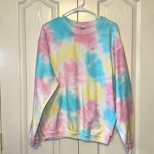 Chicks - D Tie Dye Pastel Corded Crew Neck Sweatshirt Size Small